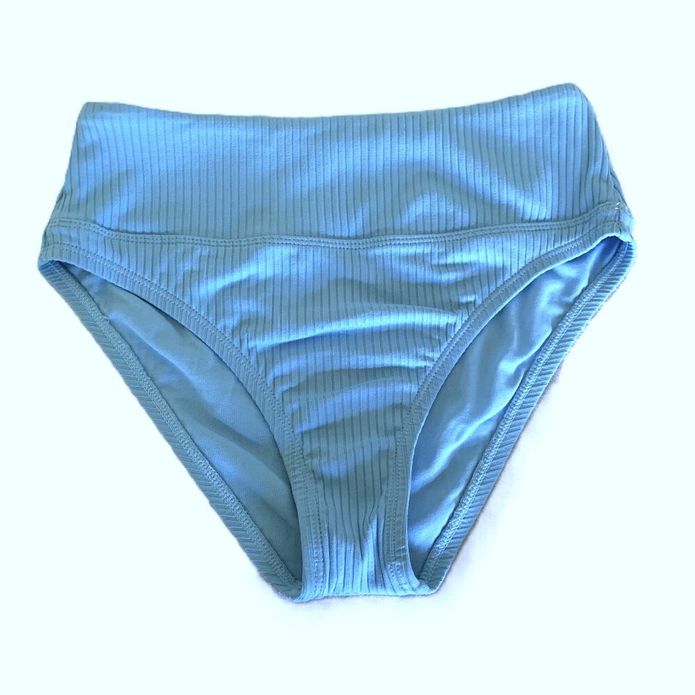 Next Bikini Bottom Swimwear High Waistband Blue Ribbed Women’s Extra Small XS
